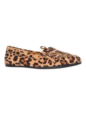 Time and Tru Leopard Fringe Suede Moccasins Size 8 New NWT